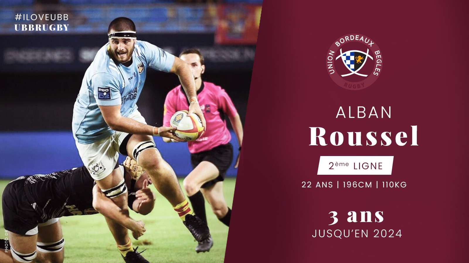 Alban Roussel jusqu'en 2024 à l'UBB