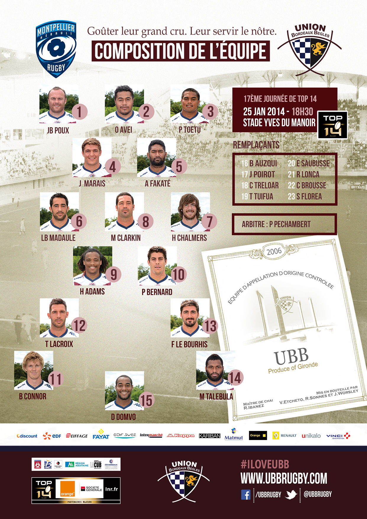 Montpellier - Union Bordeaux Bègles Top14 saison 2013-2014 ILOVEUBB gironde bordeaux rugby